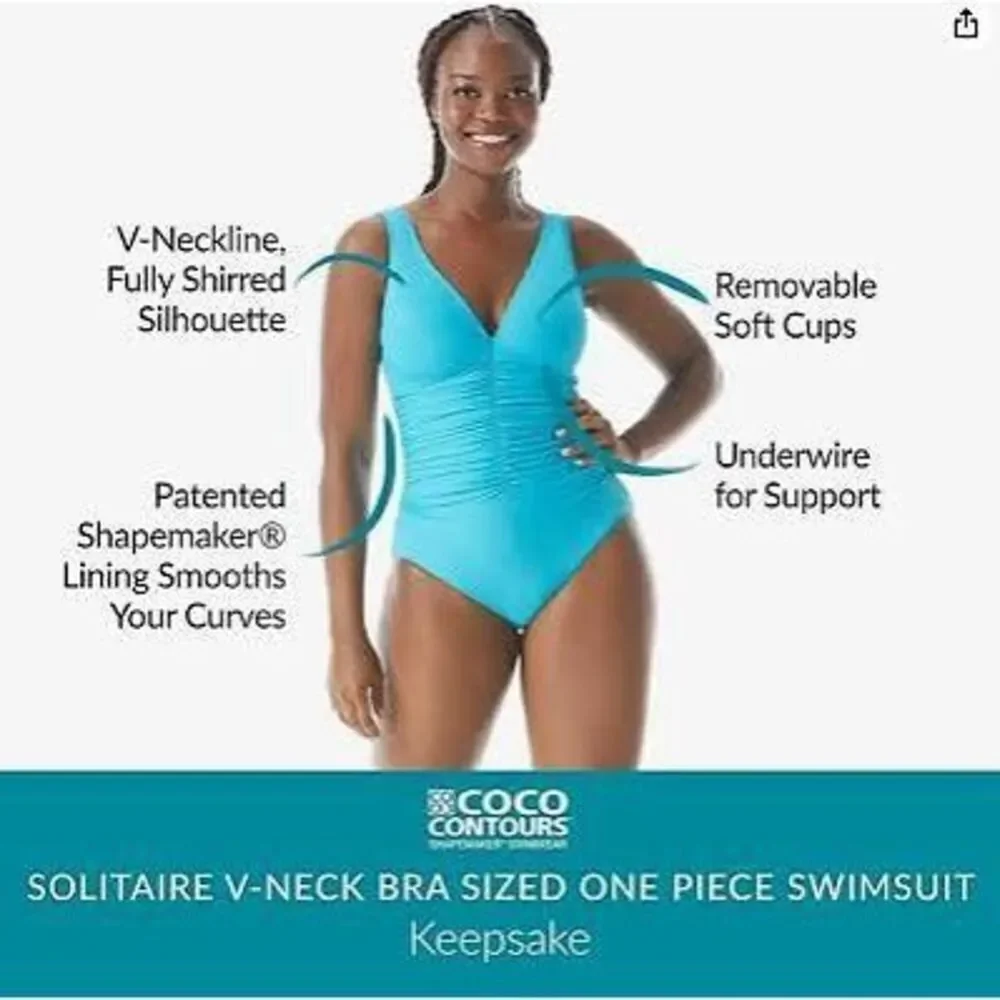 Coco Reef Contours NWT Solitare One Piece Swimsuit Twilight Blue Size 14 - Picture 4 of 5